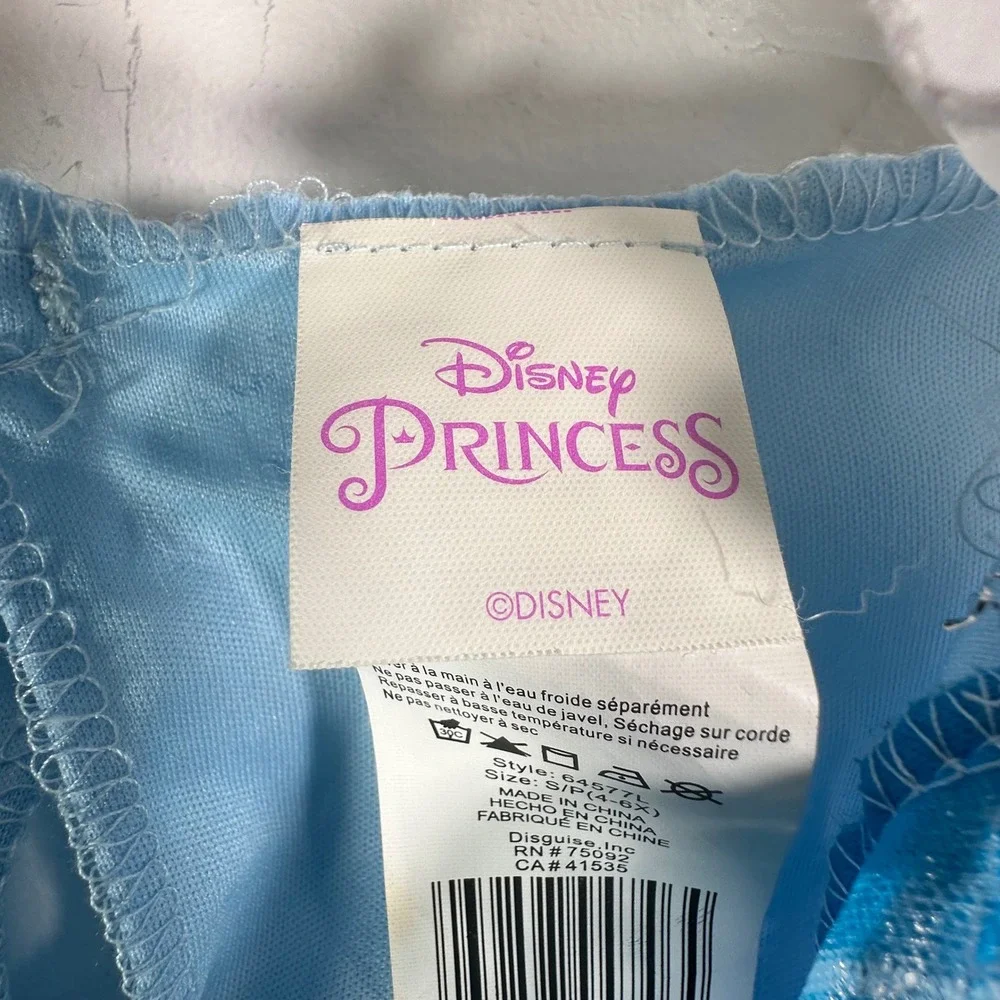 Disney Princess Cinderella Costume Dress Blue Sparkle Cameo Kids Small 4-6X